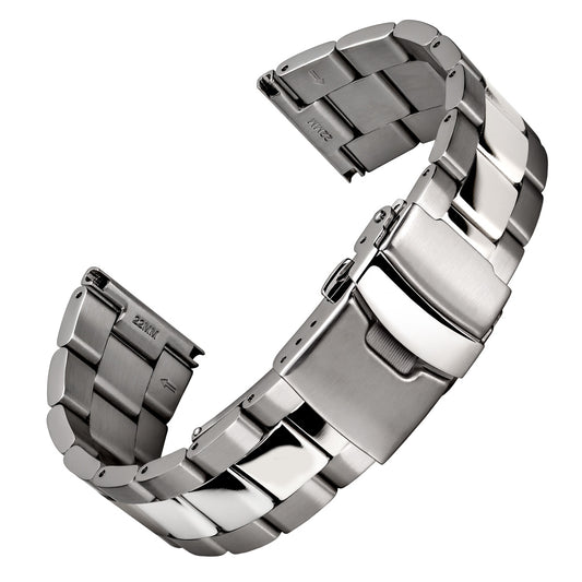Old Stock Classic Berwick Stainless Steel Watch Strap - Brushed and Polished