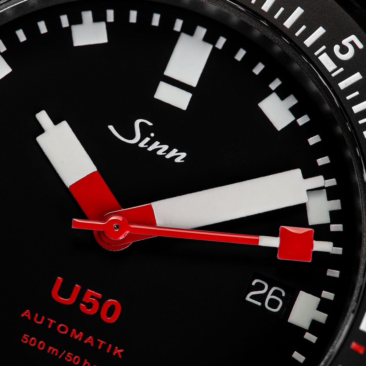 Sinn U50 SDR (Tegiment Black Bezel) - Black Dial - Solid bracelet