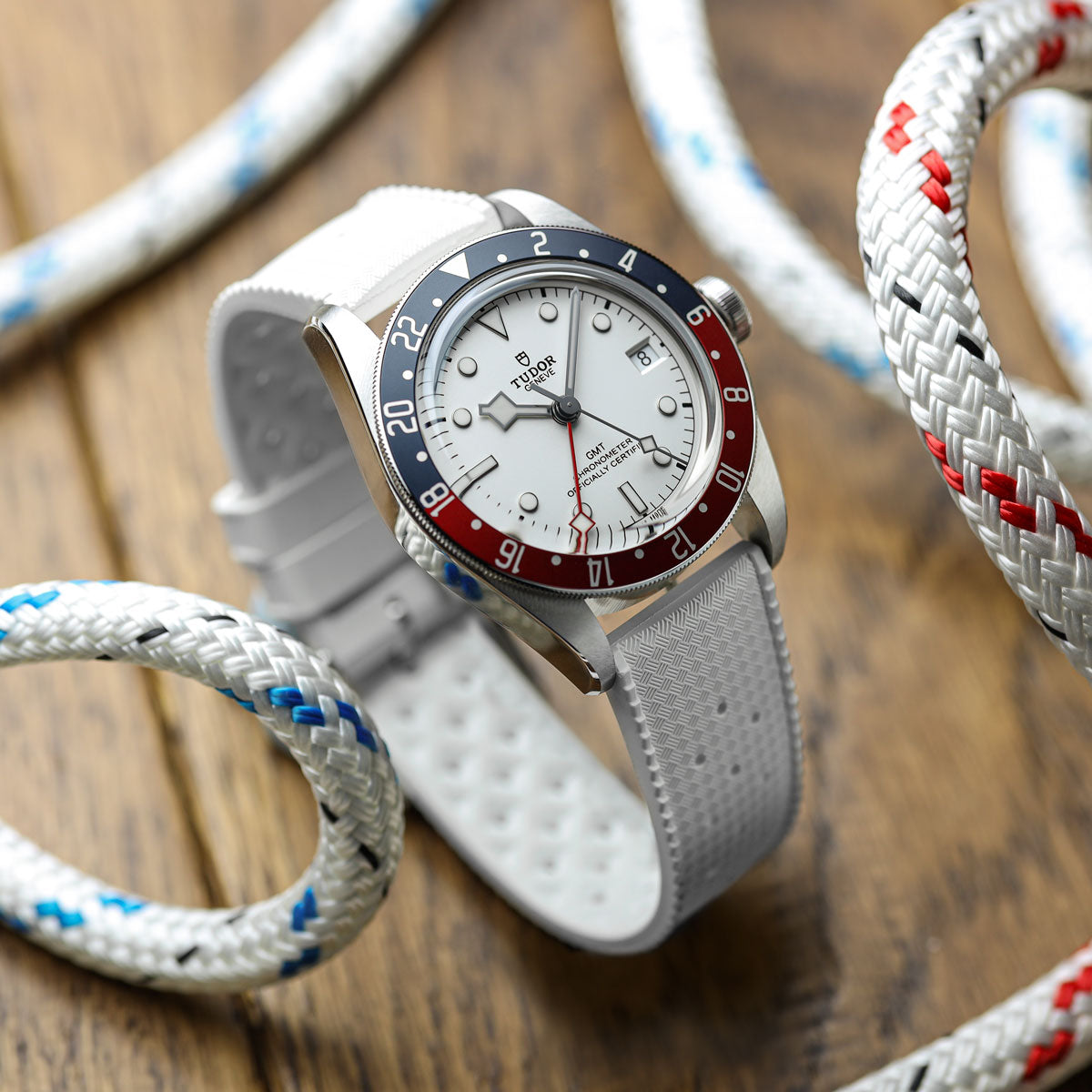 Vintage Style Perforated Rubber Watch Strap - White