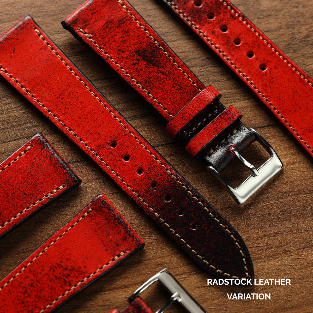 Radstock Vintage Genuine Leather Watch Strap - Vintage Light Red