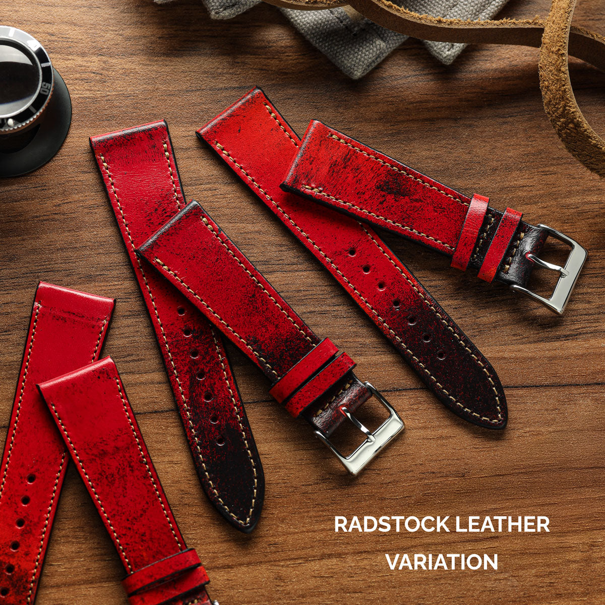 Radstock Vintage Genuine Leather Watch Strap - Vintage Light Red