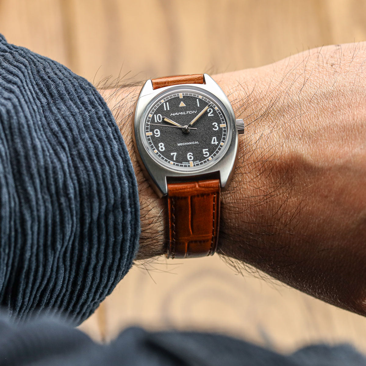 Louvain Croc Handmade Leather Watch Strap - Cognac