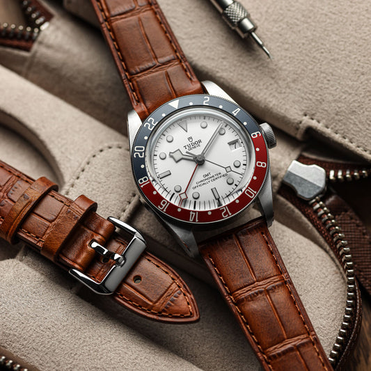 Louvain Croc Handmade Leather Watch Strap - Cognac
