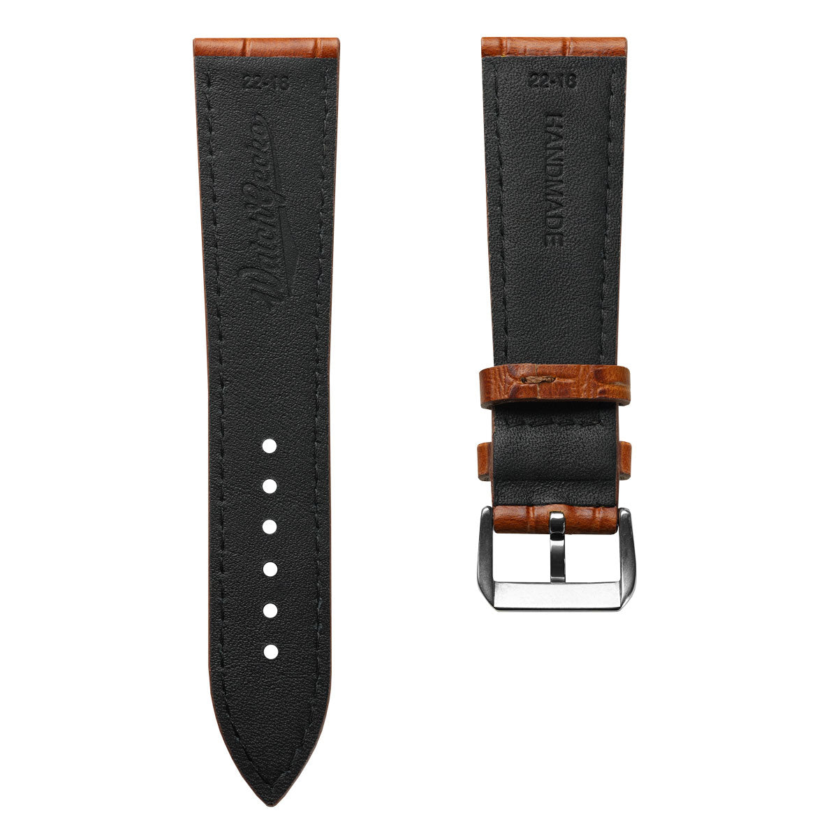 Louvain Croc Handmade Leather Watch Strap - Cognac