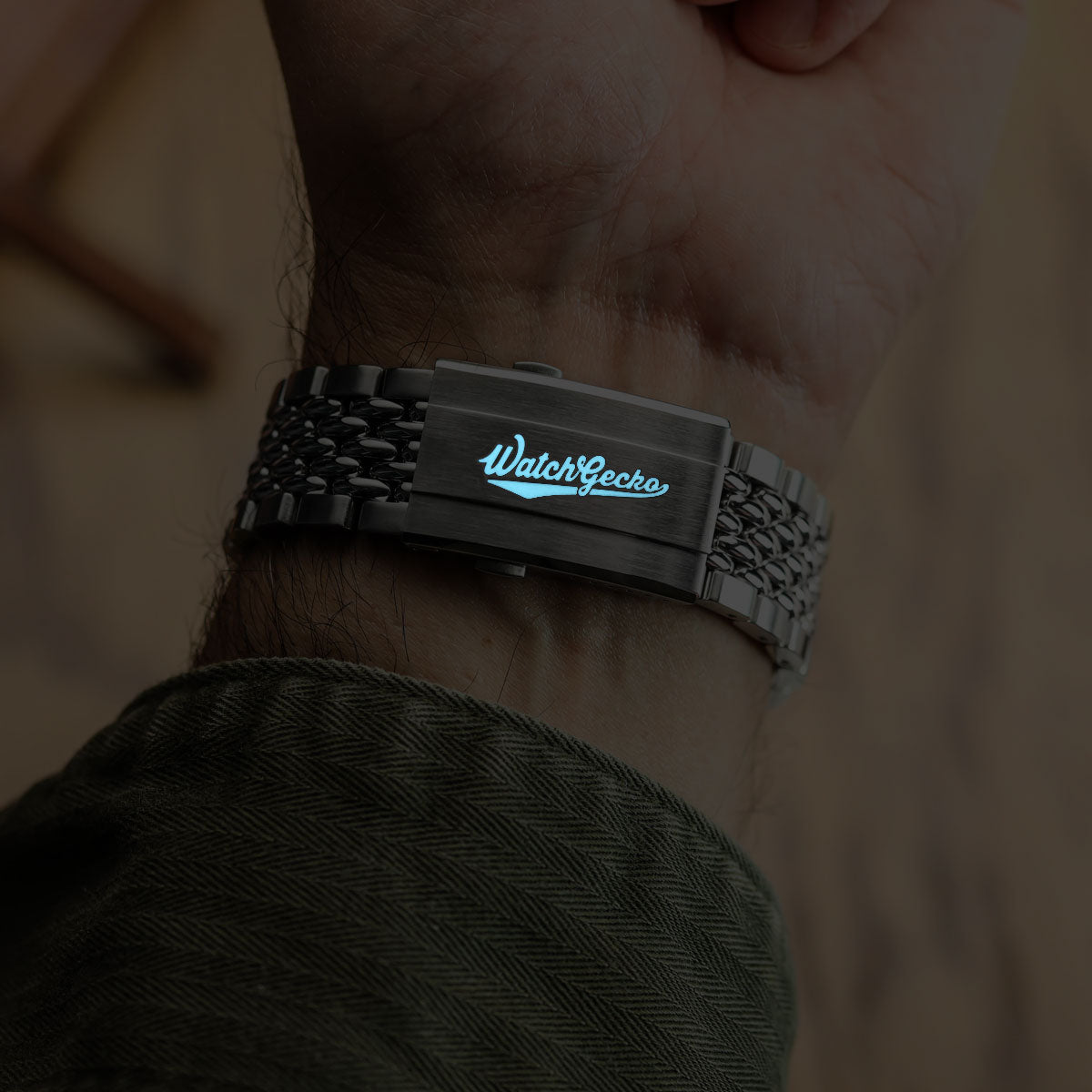 Premium Stainless Steel Beads of Rice Watch Bracelet - Super Luminova