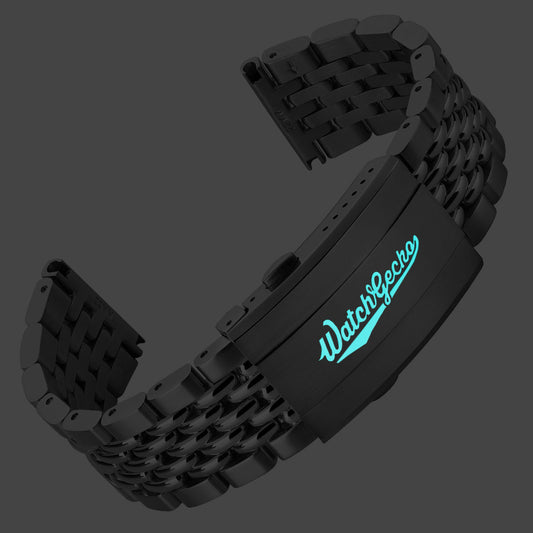 Premium Stainless Steel Beads of Rice Watch Bracelet - Super Luminova