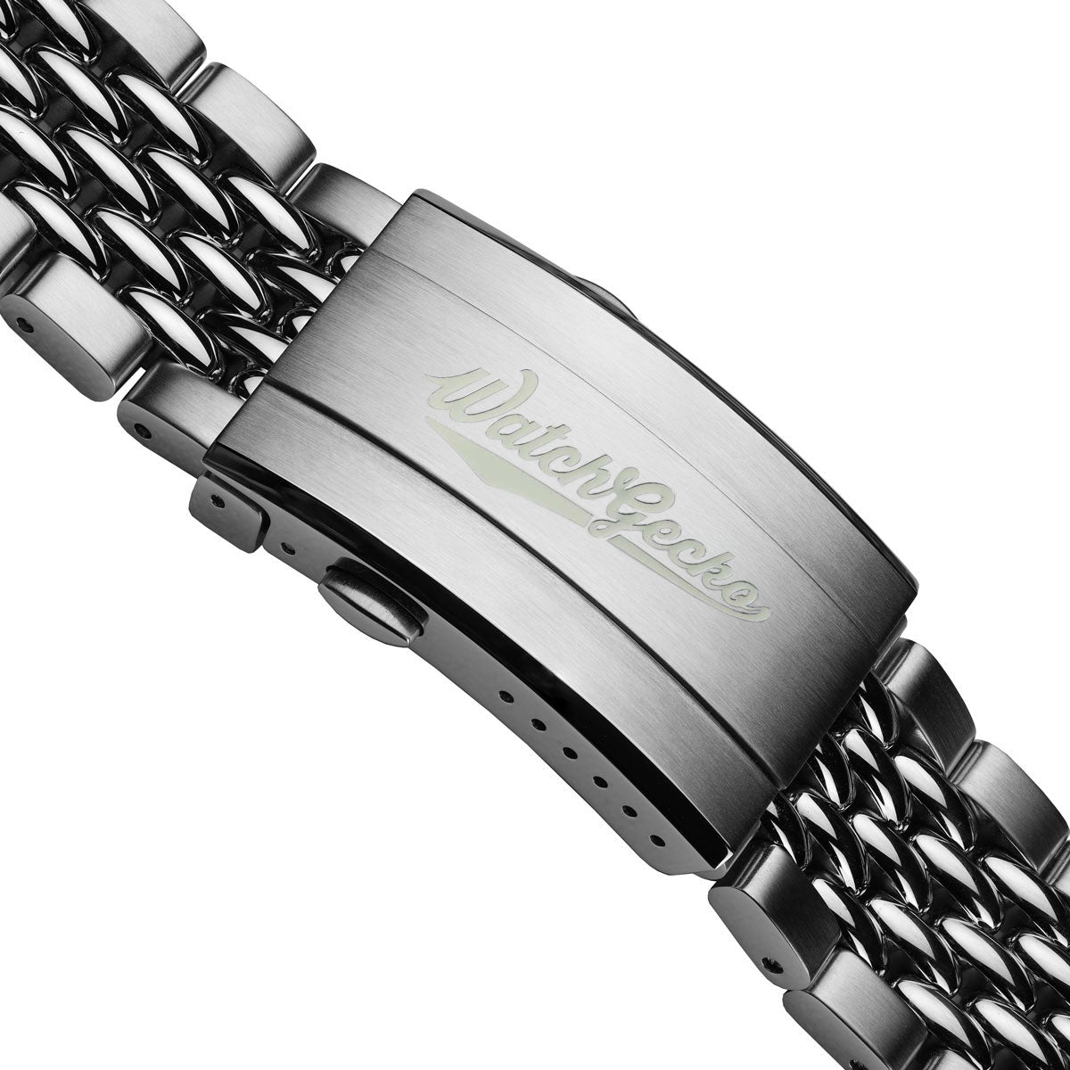 Premium Stainless Steel Beads of Rice Watch Bracelet - Super Luminova