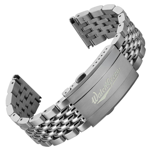 Premium Stainless Steel Beads of Rice Watch Bracelet - Super Luminova