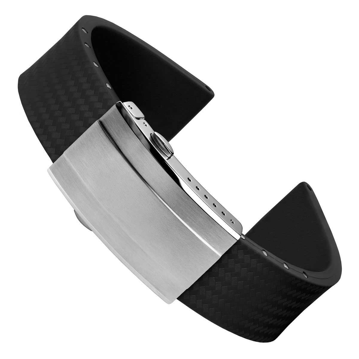400 CTS Italian Rubber Divers Reversible Watch Strap - Anthracite  - Brushed / Polished Buckle