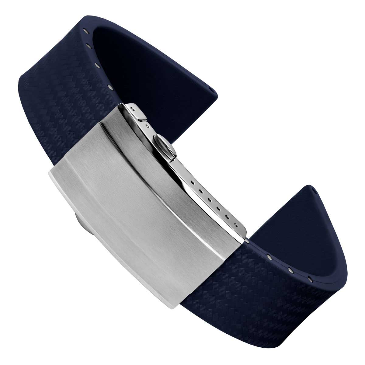 400 CTS Italian Rubber Divers Reversible Watch Strap - Dark Blue - Brushed / Polished