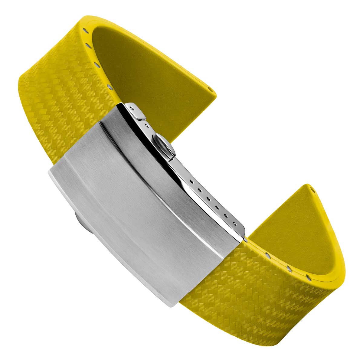 400 CTS Italian Rubber Divers Reversible Watch Strap - Yellow - Brushed / Polished Buckle