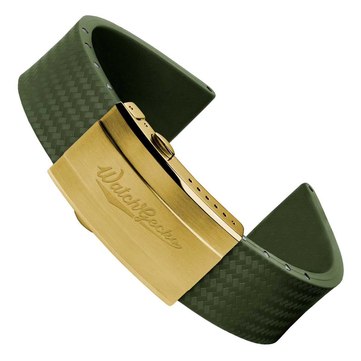 400 CTS Italian Rubber Divers Reversible Watch Strap - Military Green - Brushed / Polished