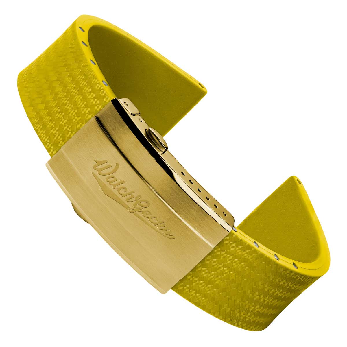 400 CTS Italian Rubber Divers Reversible Watch Strap - Yellow - Brushed / Polished Buckle