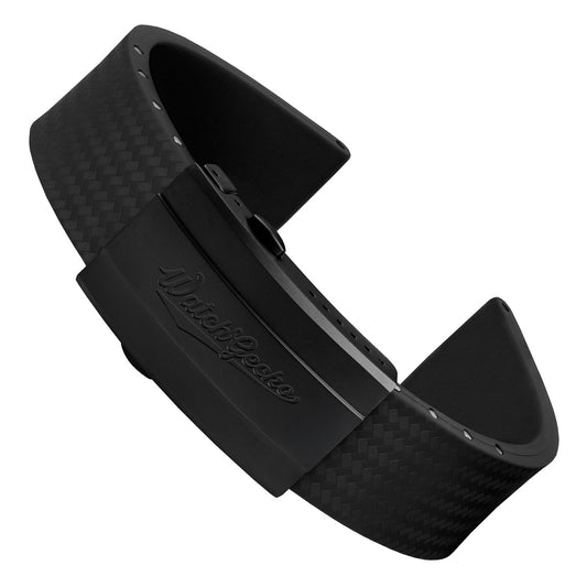 WatchGecko 400 Italian Rubber Divers Reversible Watch Strap - Black - IP Black