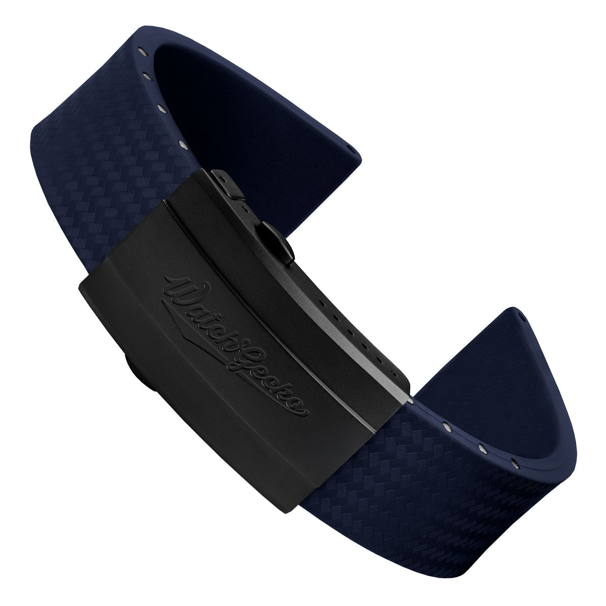 400 CTS Italian Rubber Divers Reversible Watch Strap - Dark Blue - Brushed / Polished