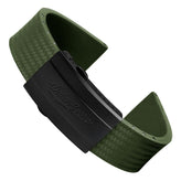 WatchGecko 400 Italian Rubber Divers Reversible Watch Strap - Military Green - IP Black