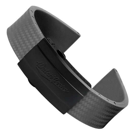 WatchGecko 400 Italian Rubber Divers Reversible Watch Strap - Cloud Grey - IP Black