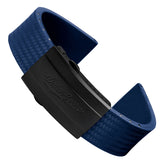 WatchGecko 400 Italian Rubber Divers Reversible Watch Strap - Navy Blue - IP Black