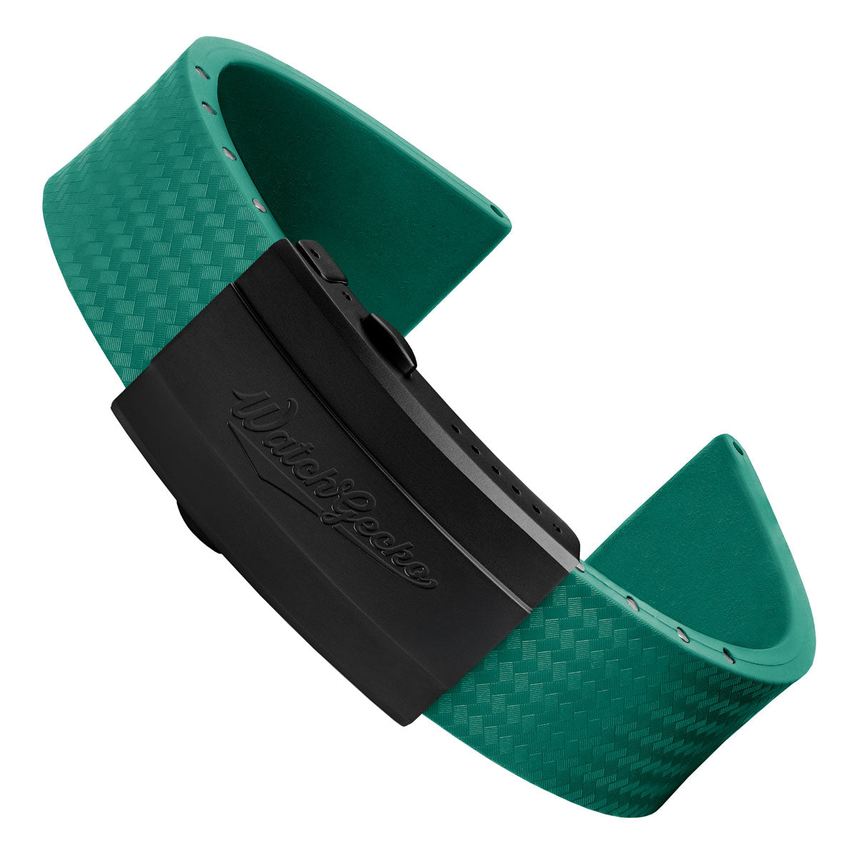 WatchGecko 400 Italian Rubber Divers Reversible Watch Strap - Capri Sea - IP Black