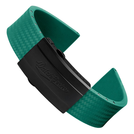 WatchGecko 400 Italian Rubber Divers Reversible Watch Strap - Capri Sea - IP Black