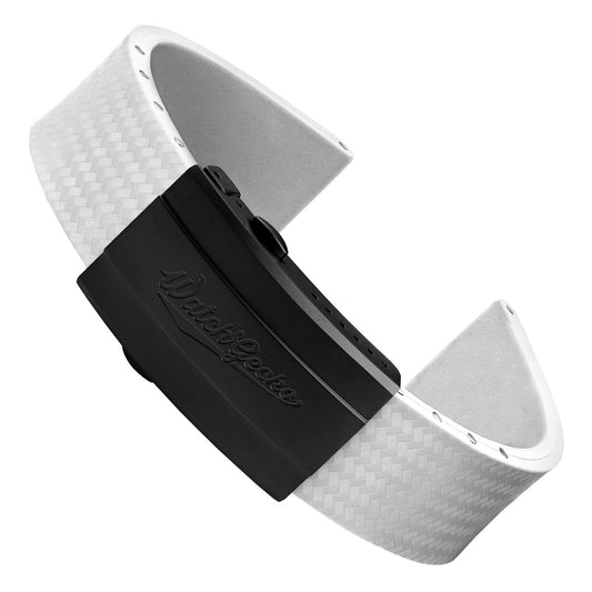 WatchGecko 400 Italian Rubber Divers Reversible Watch Strap - White  - IP Black