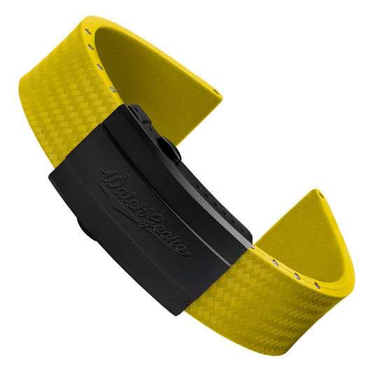 WatchGecko 400 Italian Rubber Divers Reversible Watch Strap - Yellow - IP Black