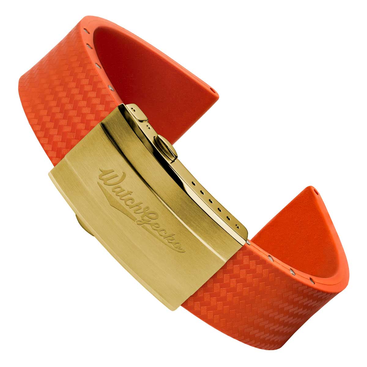400 CTS Italian Rubber Divers Reversible Watch Strap - Orange - Brushed/Polished