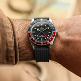 WatchGecko 400 Italian Rubber Divers Reversible Watch Strap - Black - Brushed / Polished