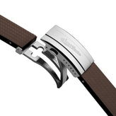 WatchGecko 400 Italian Rubber Divers Reversible Watch Strap - Brown - Brushed / Polished Buckle