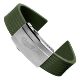 WatchGecko 400 Italian Rubber Divers Reversible Watch Strap - Military Green - Brushed / Polished
