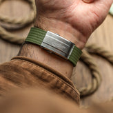 WatchGecko 400 Italian Rubber Divers Reversible Watch Strap - Military Green - Brushed / Polished