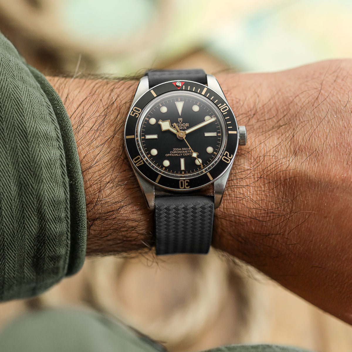 WatchGecko 400 Italian Rubber Divers Reversible Watch Strap - Anthracite  - Brushed / Polished Buckle