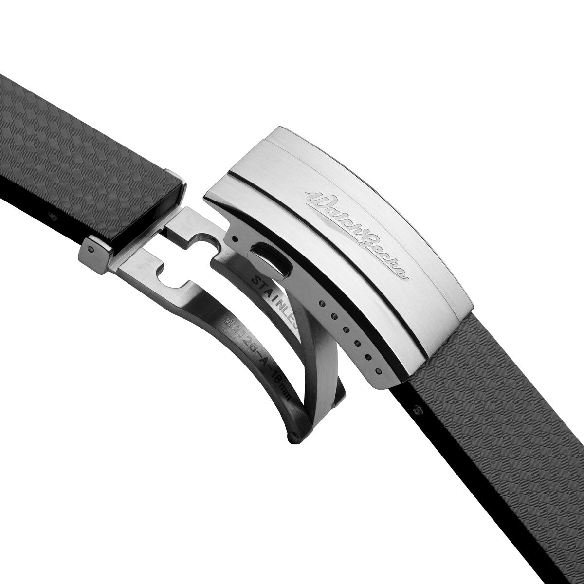 WatchGecko 400 Italian Rubber Divers Reversible Watch Strap - Anthracite  - Brushed / Polished Buckle