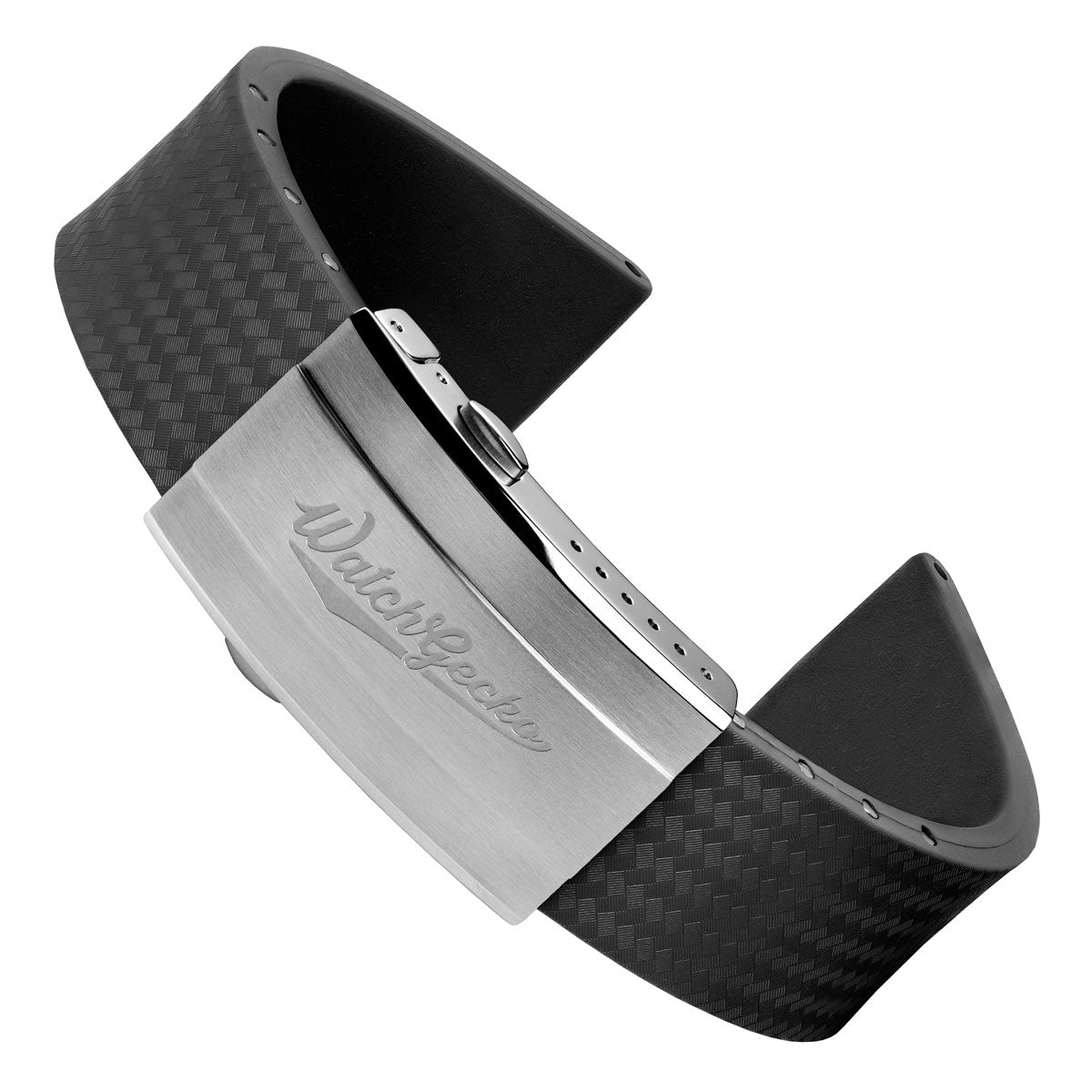 WatchGecko 400 Italian Rubber Divers Reversible Watch Strap - Anthracite  - Brushed / Polished Buckle