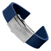 WatchGecko 400 Italian Rubber Divers Reversible Watch Strap - Navy Blue - Brushed / Polished