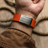 WatchGecko 400 Italian Rubber Divers Reversible Watch Strap - Orange - Brushed/Polished