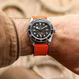 WatchGecko 400 Italian Rubber Divers Reversible Watch Strap - Orange - Brushed/Polished