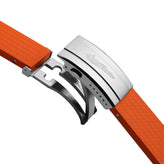 WatchGecko 400 Italian Rubber Divers Reversible Watch Strap - Orange - Brushed/Polished