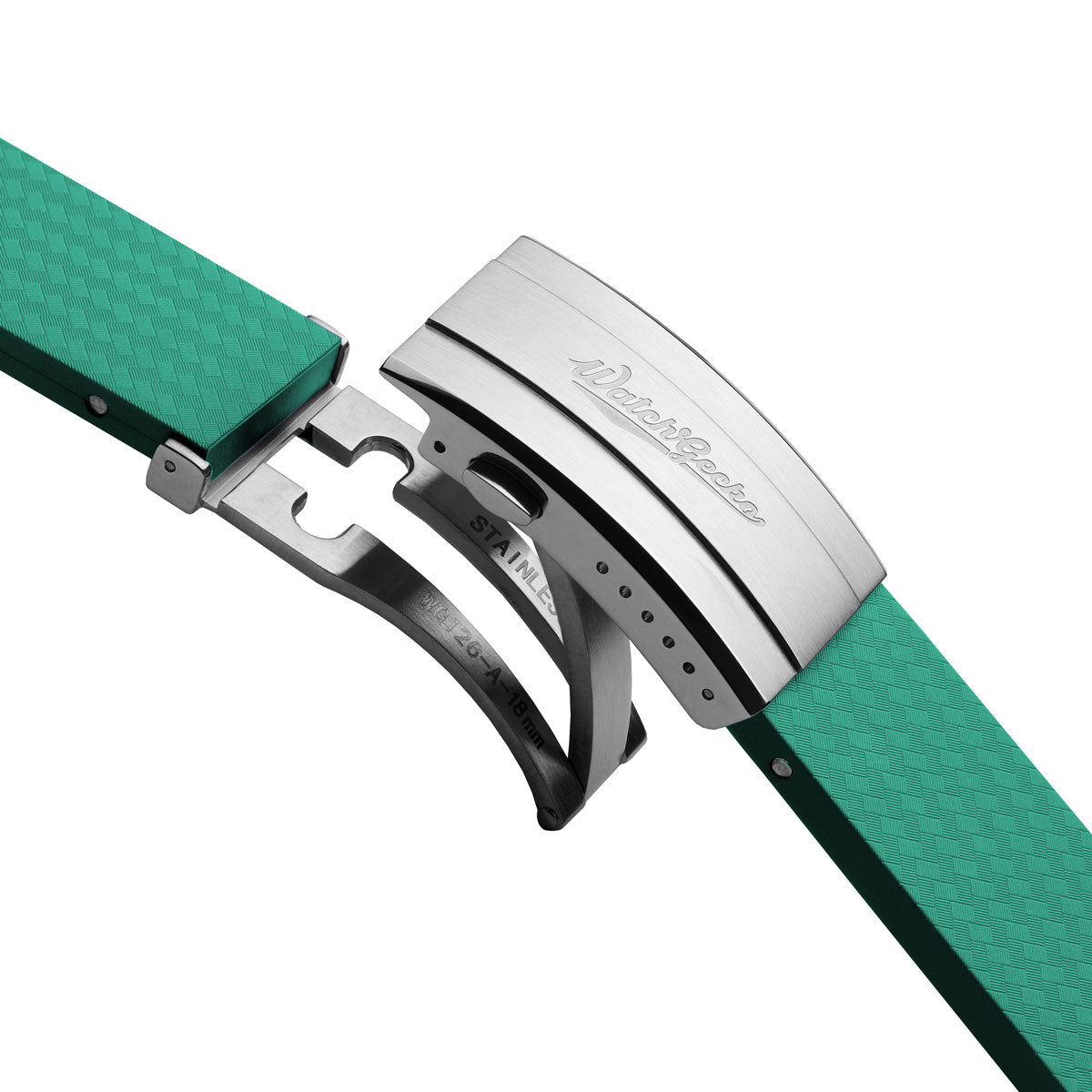WatchGecko 400 Italian Rubber Divers Reversible Watch Strap - Capri Sea - Brushed / Polished Buckle