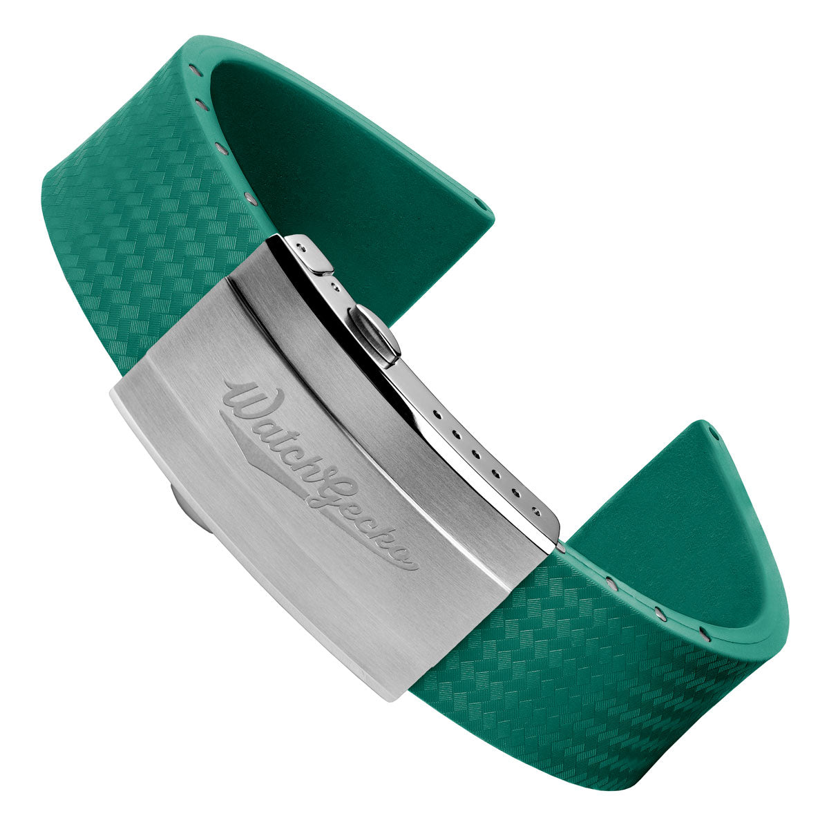 WatchGecko 400 Italian Rubber Divers Reversible Watch Strap - Capri Sea - Brushed / Polished Buckle