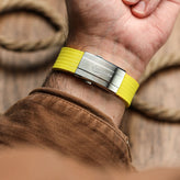 WatchGecko 400 Italian Rubber Divers Reversible Watch Strap - Yellow - Brushed / Polished Buckle