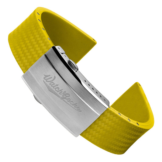 WatchGecko 400 Italian Rubber Divers Reversible Watch Strap - Yellow - Brushed / Polished Buckle