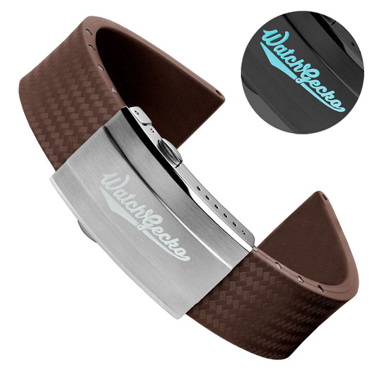 WatchGecko 400 Italian Rubber Divers Reversible Watch Strap - Brown - Super Luminova
