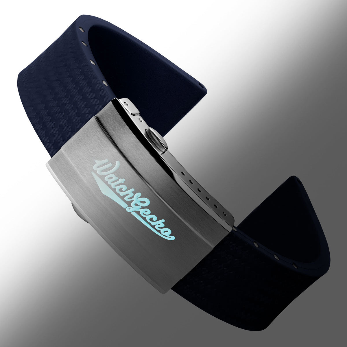 400 CTS Italian Rubber Divers Reversible Watch Strap - Dark Blue - Brushed / Polished
