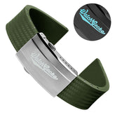 WatchGecko 400 Italian Rubber Divers Reversible Watch Strap - Military Green - Super Luminova