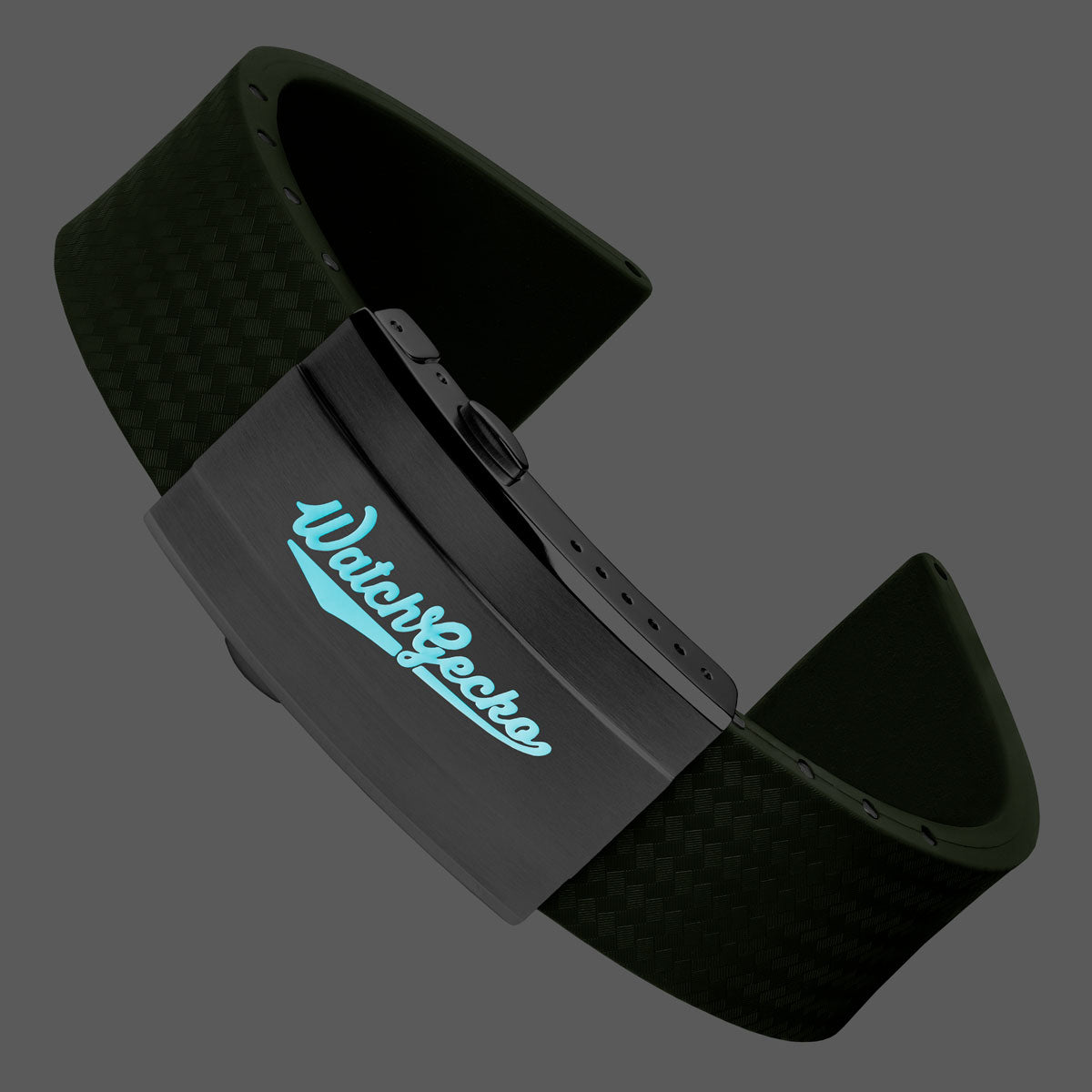 400 CTS Italian Rubber Divers Reversible Watch Strap - Military Green - Brushed / Polished
