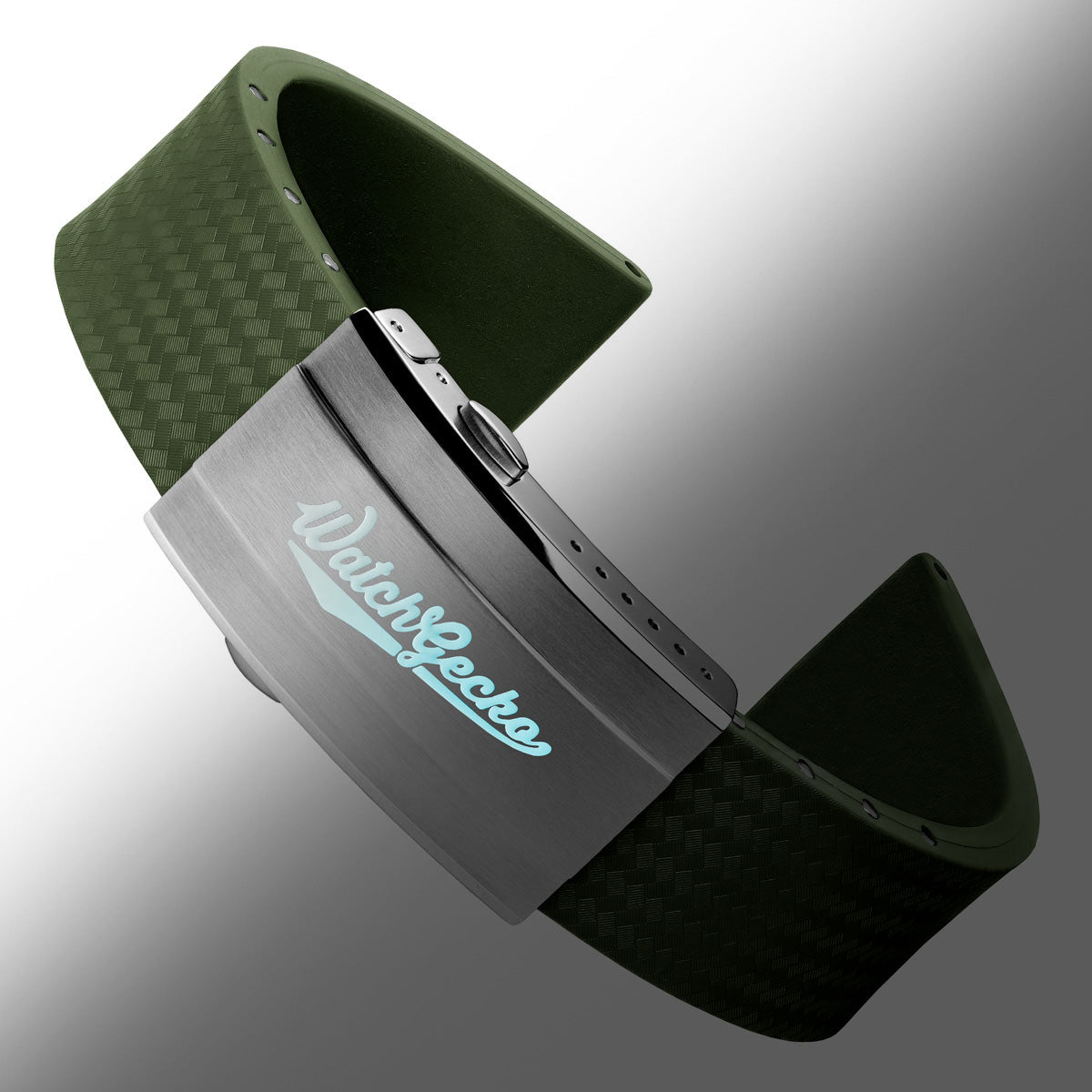 400 CTS Italian Rubber Divers Reversible Watch Strap - Military Green - Brushed / Polished