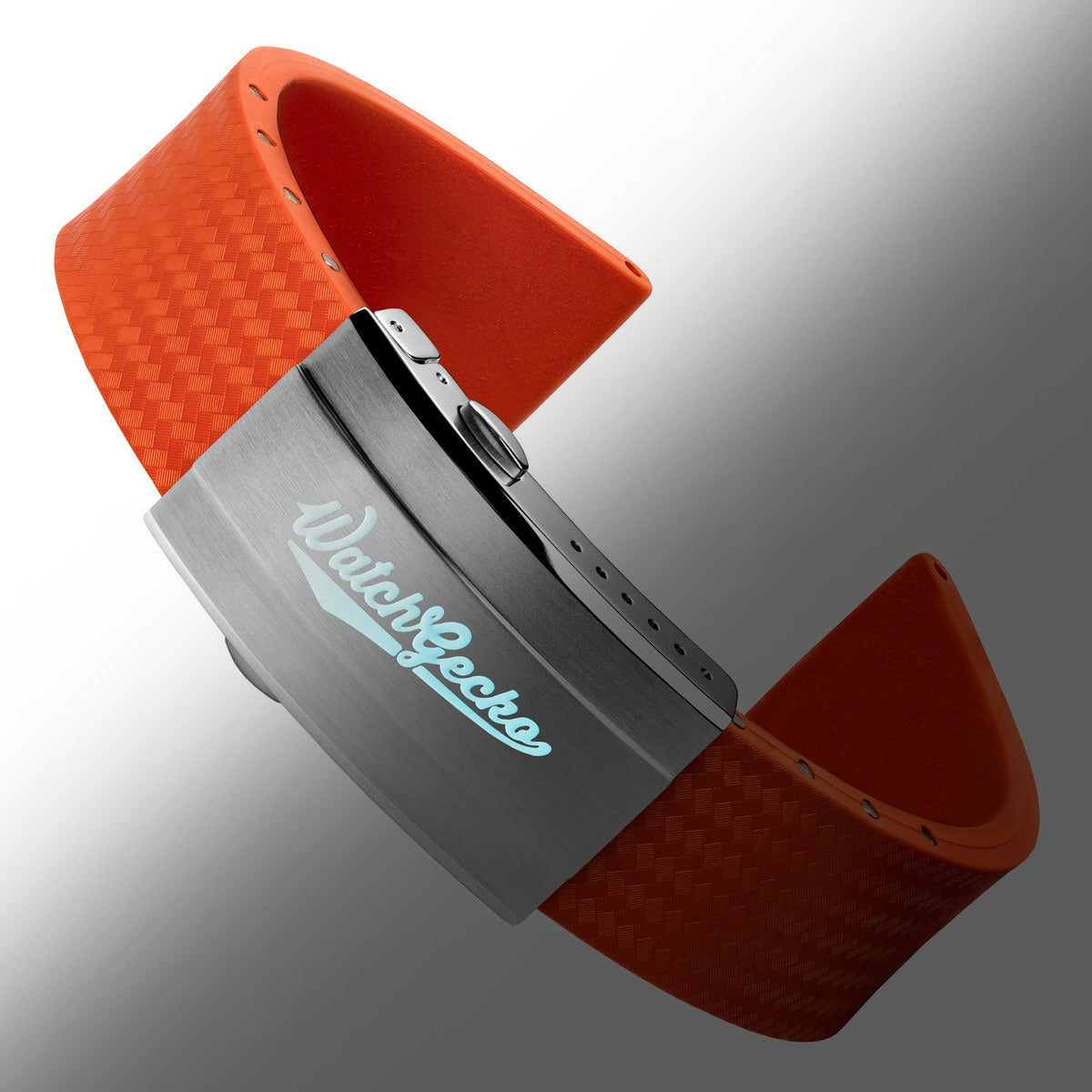 400 CTS Italian Rubber Divers Reversible Watch Strap - Orange - Brushed/Polished