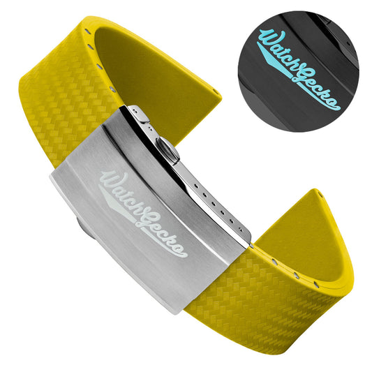 WatchGecko 400 Italian Rubber Divers Reversible Watch Strap - Yellow - Super Luminova