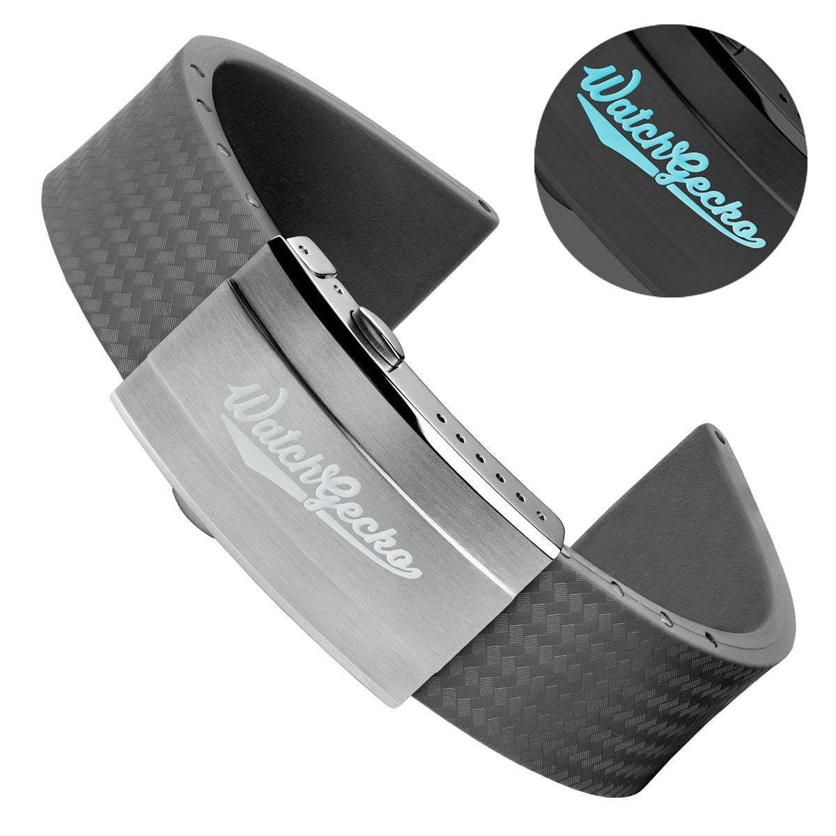 400 CTS Italian Rubber Divers Reversible Watch Strap - Cloud Grey - Brushed / Polished